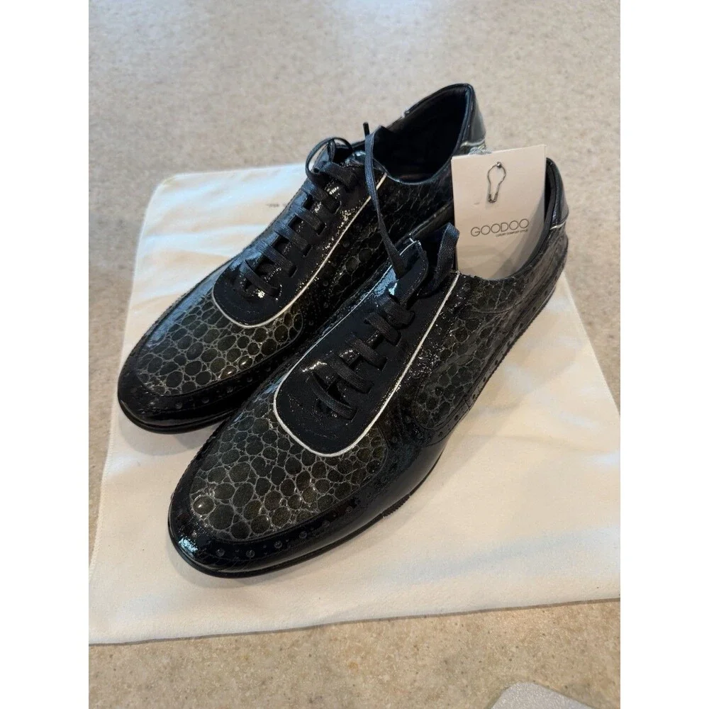 Luxury Vegan Leather Men’s Dress Sneakers –GooDoo Size 8 Premium Designer Shoes